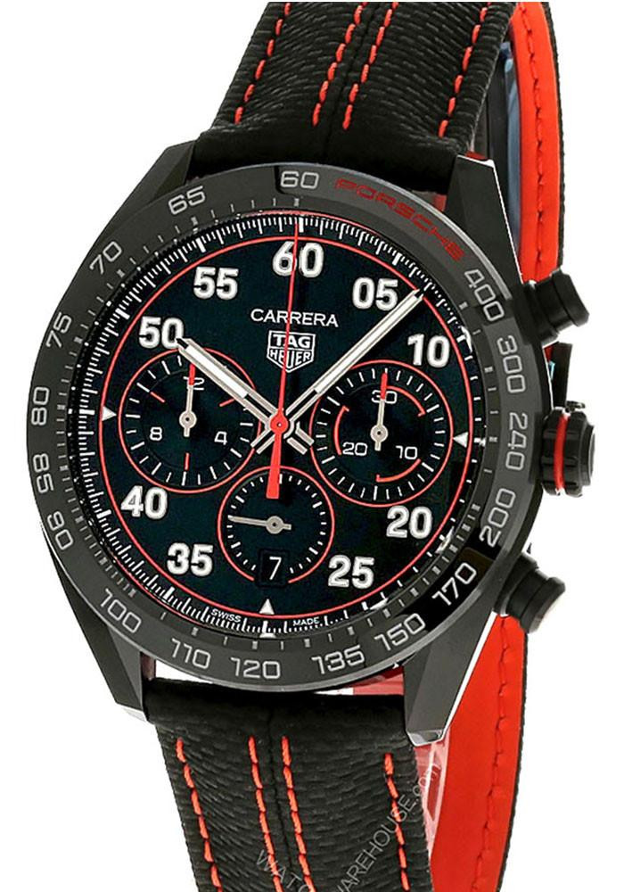 TAG HEUER Carrera Porsche Orange Racing AUTO 44MM Leather Men's Watch CBN2A1M.FC6526