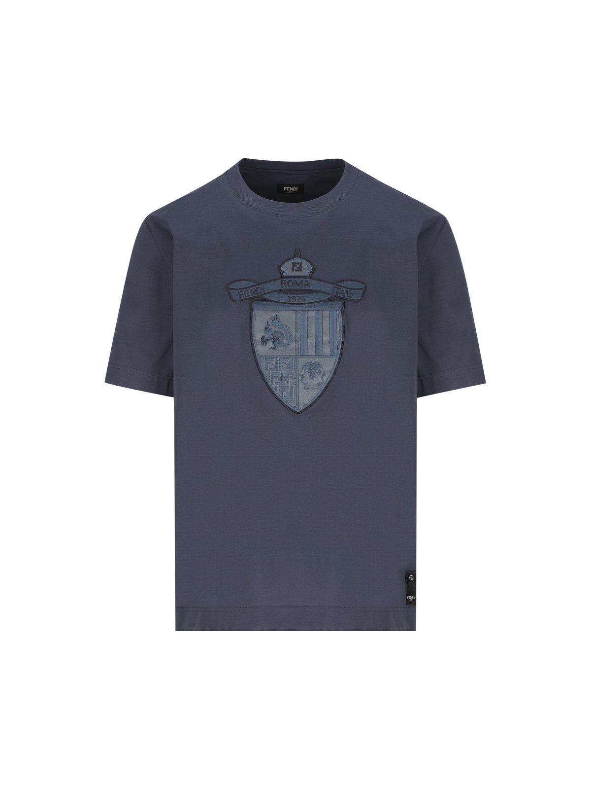 Fendi Crest Embroidered Crewneck T-shirt
