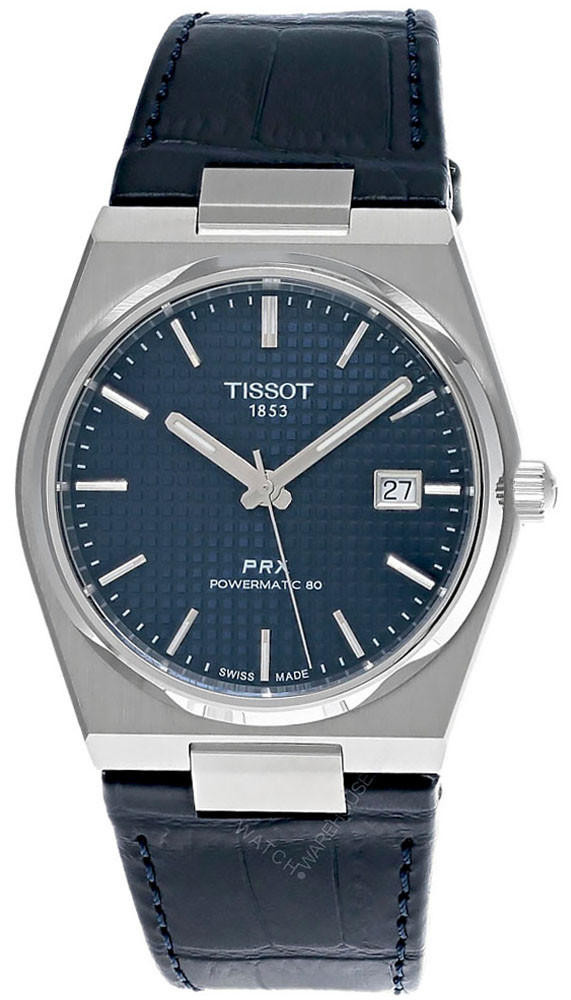 TISSOT PRX Powermatic 80 40MM SS Blue Leather Men's Watch T137.407.16.041.00 / T1374071604100