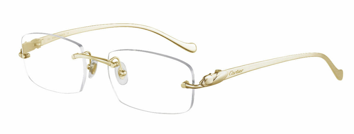 CARTIER Rectangular Rimless 53MM Gold Metal Unisex Eyeglasses CT0061O 002
