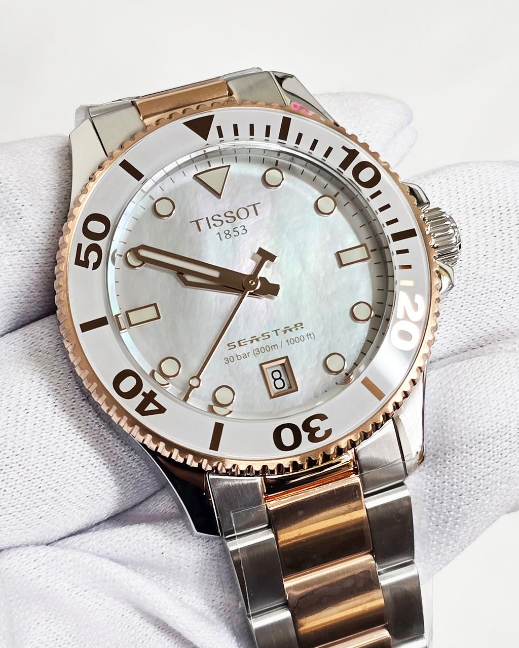 TISSOT Seastar 1000 Quartz 36mm MOP Dial SS Unisex Watch T1202102211100 / T120.210.22.111.00