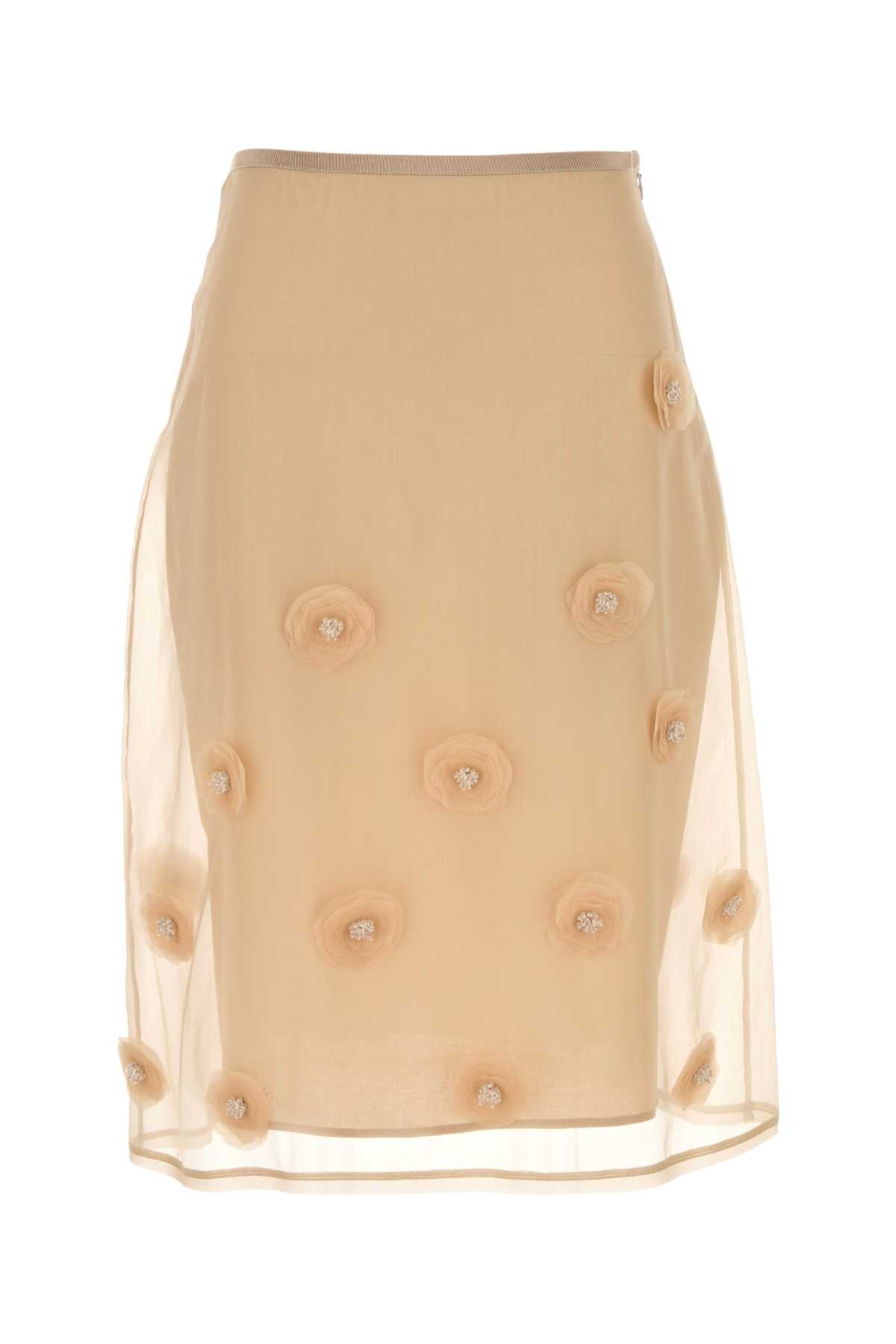 Max Mara Studio Beige Silk Ombrosa Skirt
