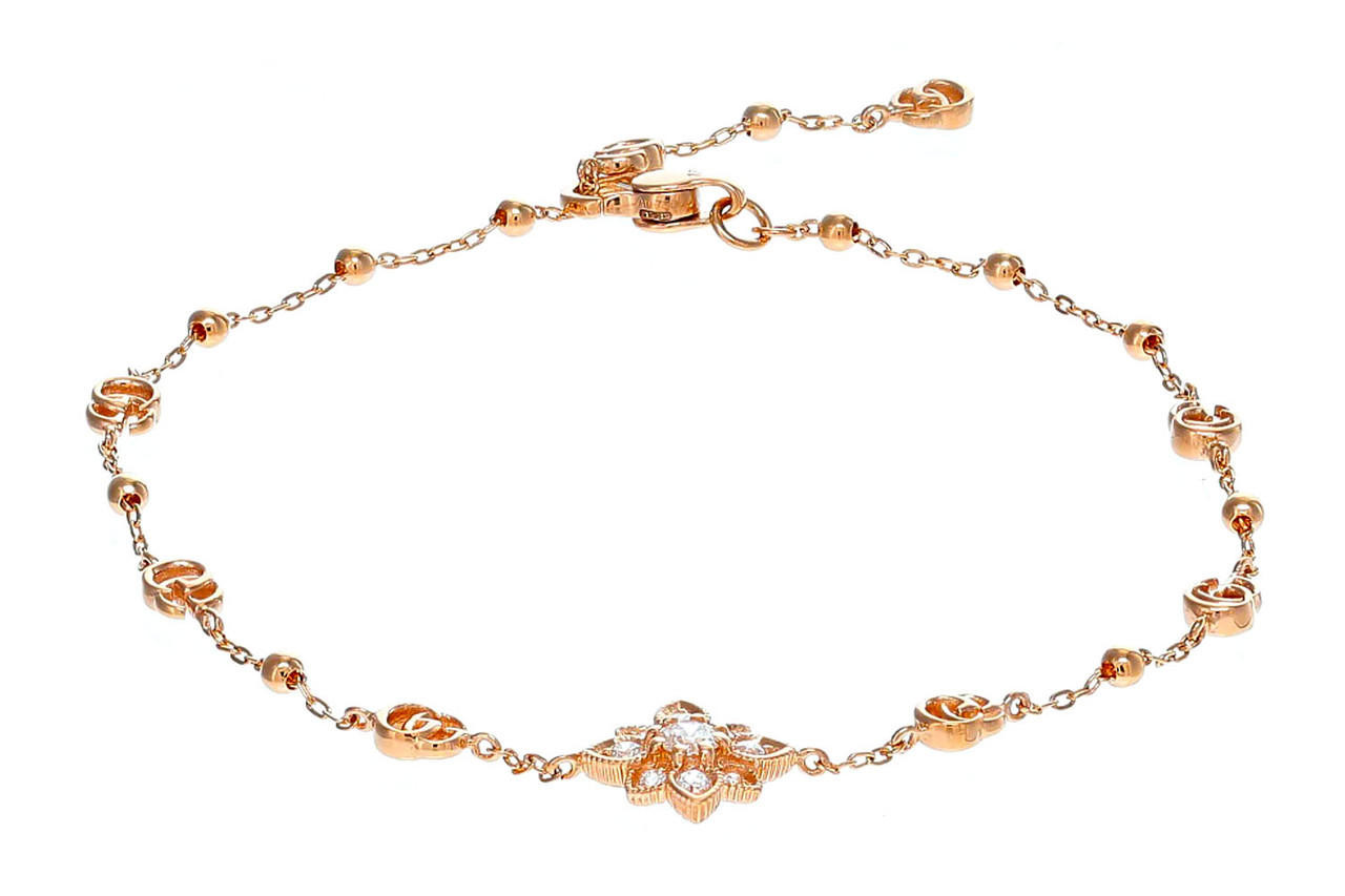 GUCCI Flora 18K Rose Gold 0.17ct Diamond Bracelet YBA7023890010017
