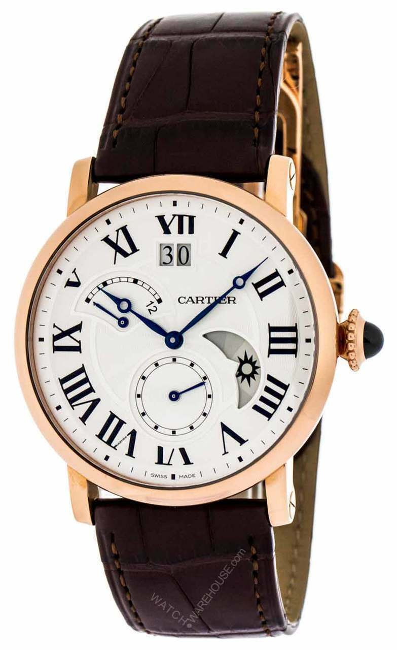CARTIER Rotonde 42MM 18K Rose Gold Alligator STRP Men's Watch W1556240