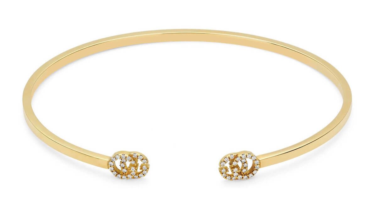 GUCCI GG 18K Yellow Gold Diamond Women's Cuff Bracelet YBA481662001017