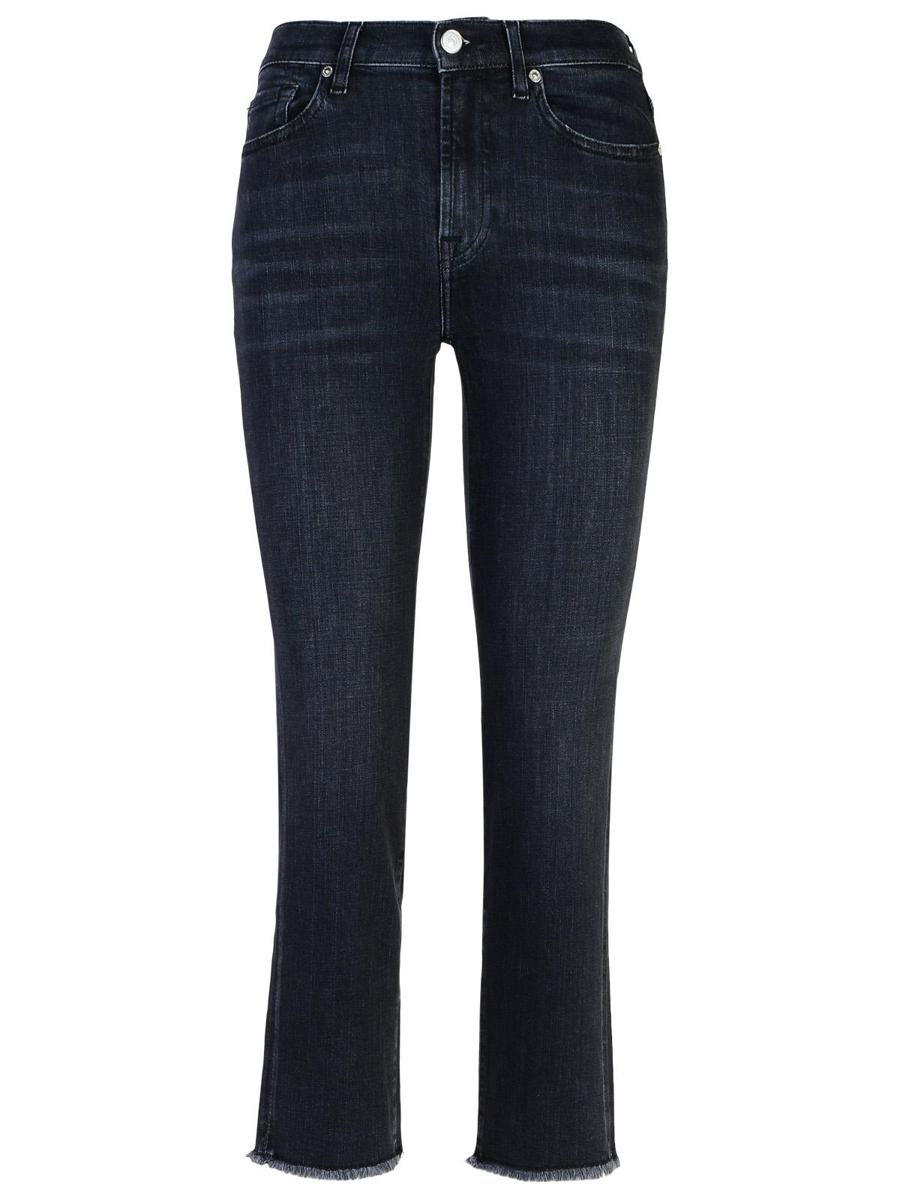 7 For All Mankind 直筒九分黑色棉质牛仔裤