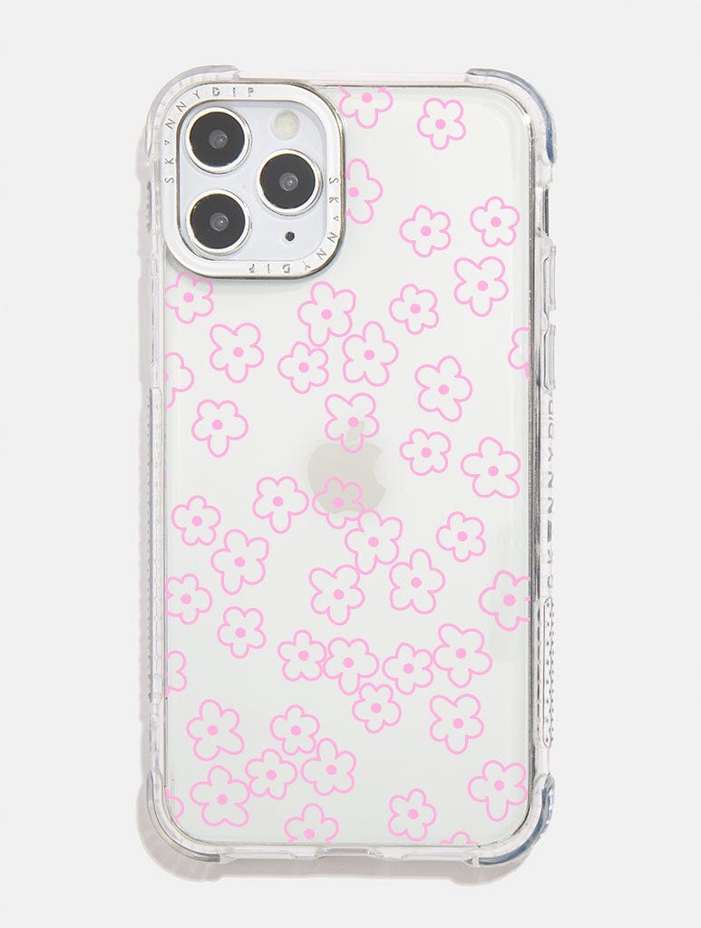 Pink Flower Outline Shock i Phone Case, i Phone 14 Pro Max Case
