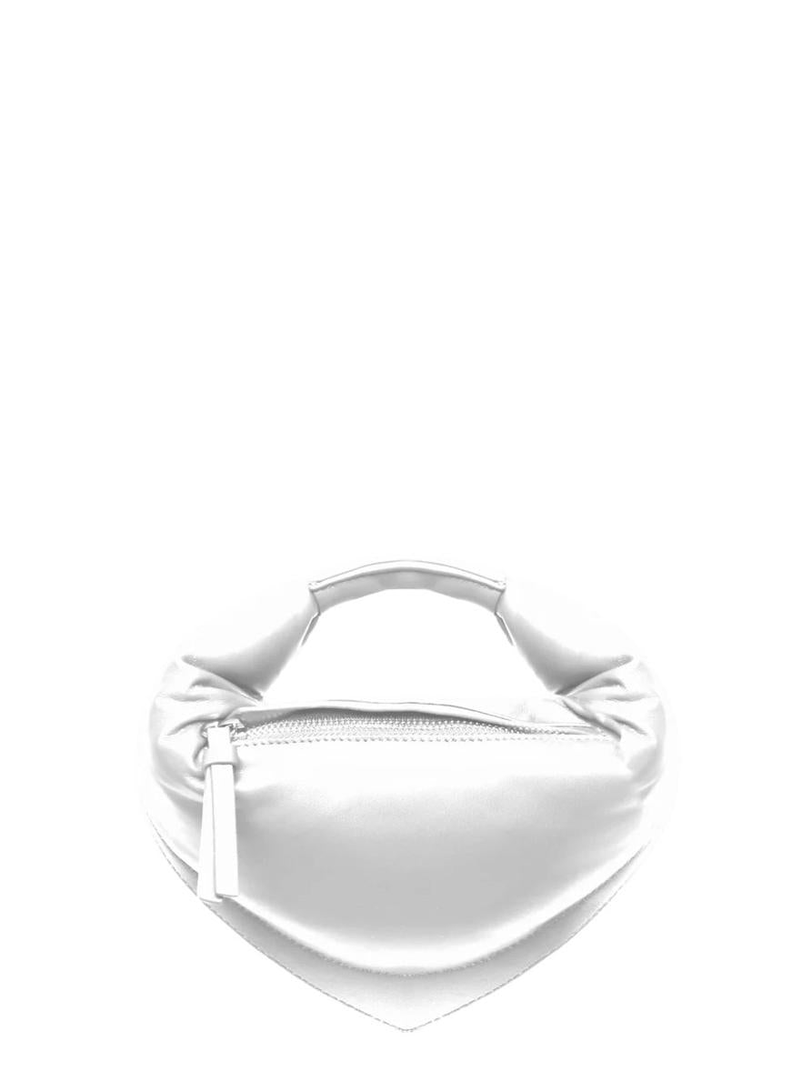 'Tortellino' White Mini Handbag With Adjustable And Removable Shoulder Strap And Logo Lettering On The Front In Leather Woman