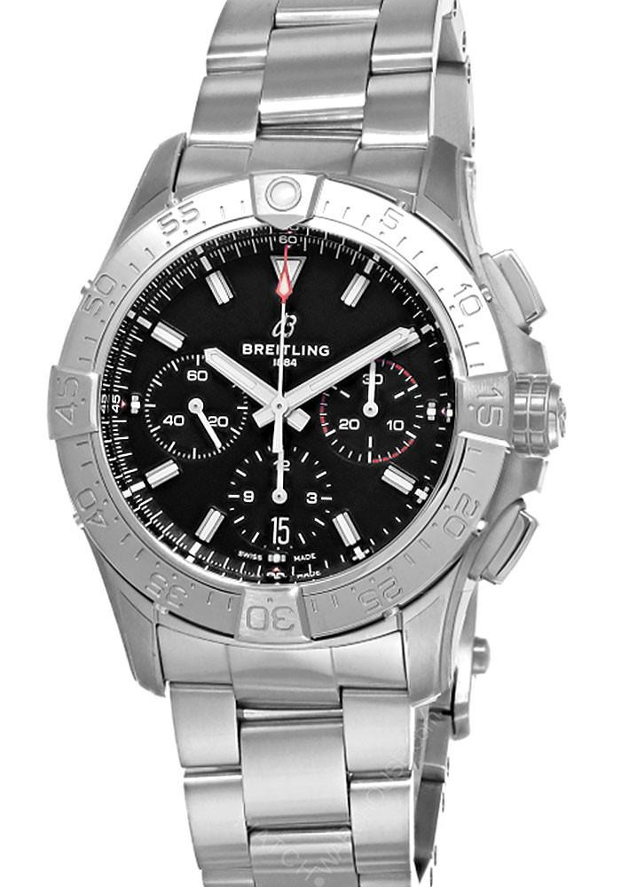 BREITLING Avenger B01 Chronograph SS 42MM Black Dial Men's Watch AB0146101B1A1