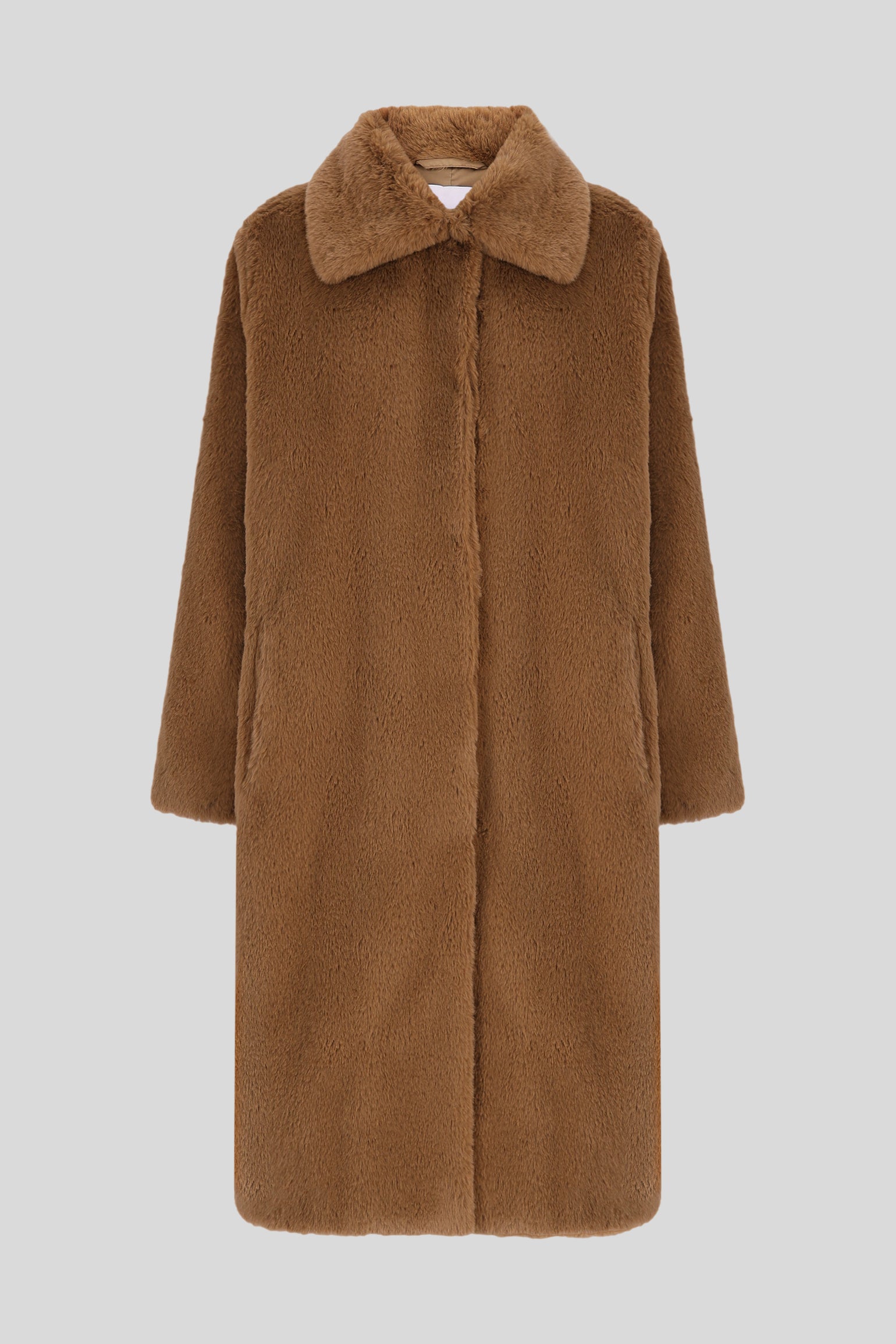STAND STUDIO Cappotto穿着Eco Pelliccia Khaki
