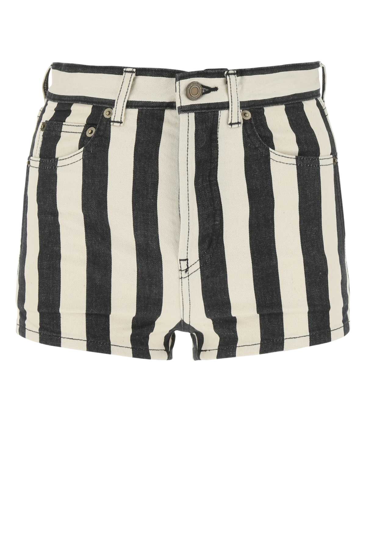 Saint Laurent Printed Stretch Denim Shorts