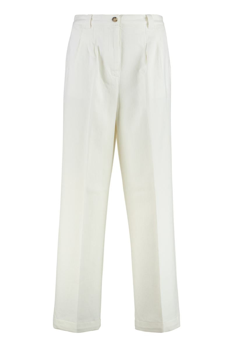 A. P.C. Tressie Cotton Blend Wide Leg Trousers