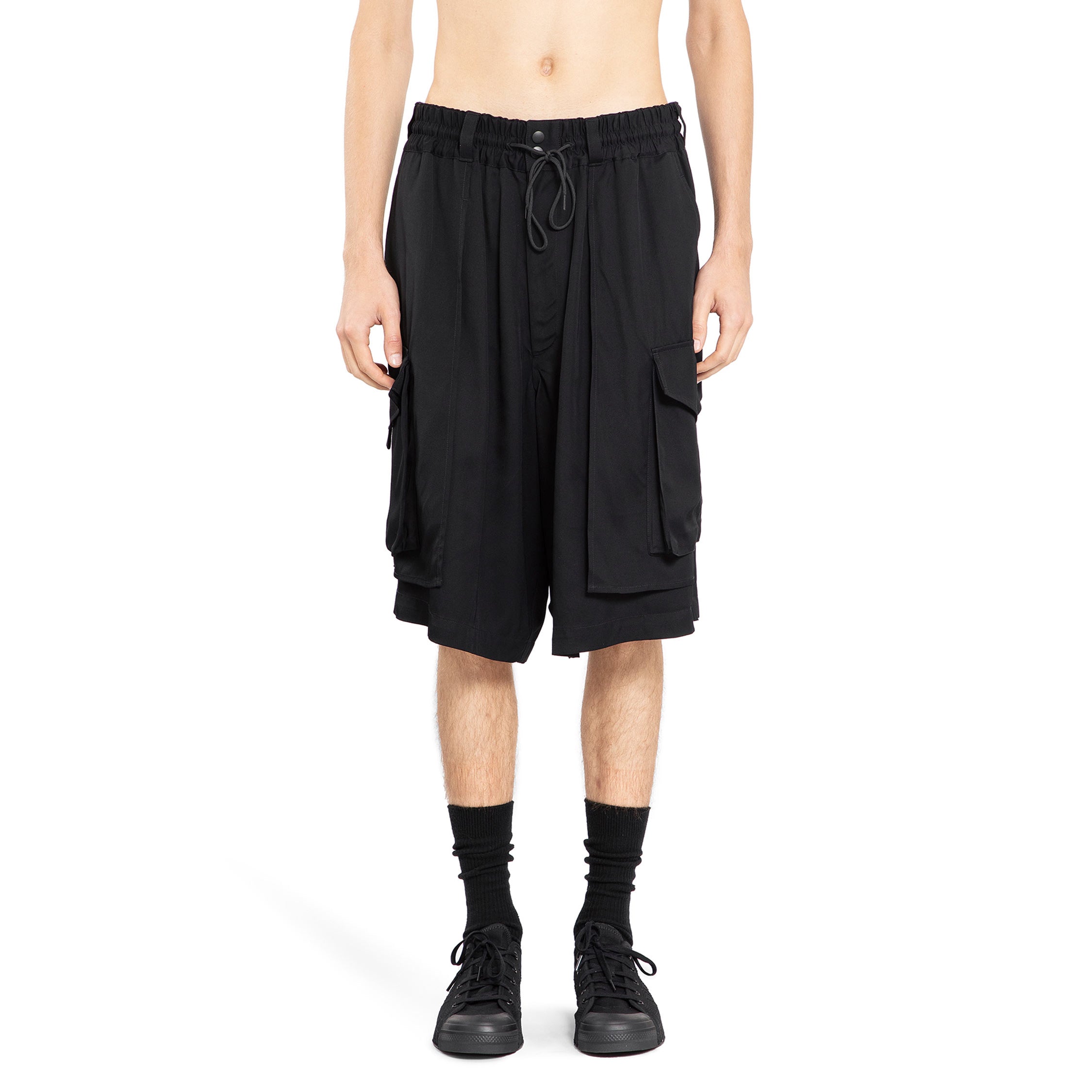 Y-3 MAN BLACK SHORTS & SKIRTS