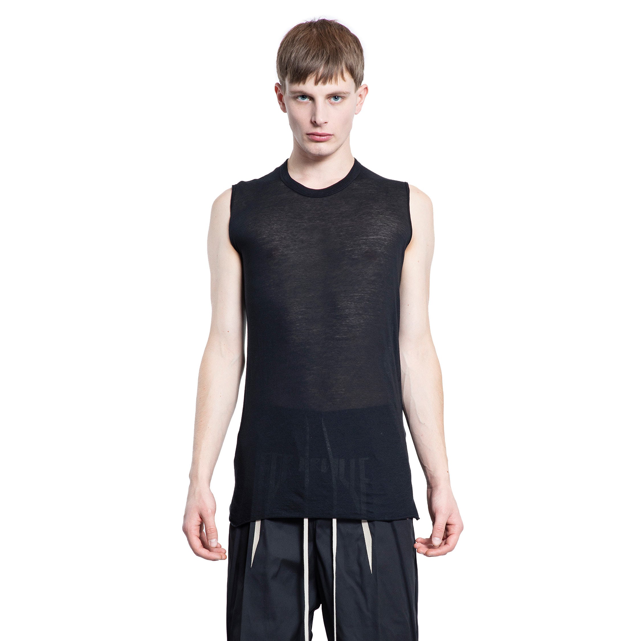 RICK OWENS MAN BLACK T-SHIRTS & TANK TOPS