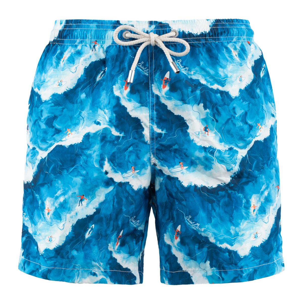 MC2 Saint Barth Lighting Swimsuit In Lightweight Fabric With Surfers Wave