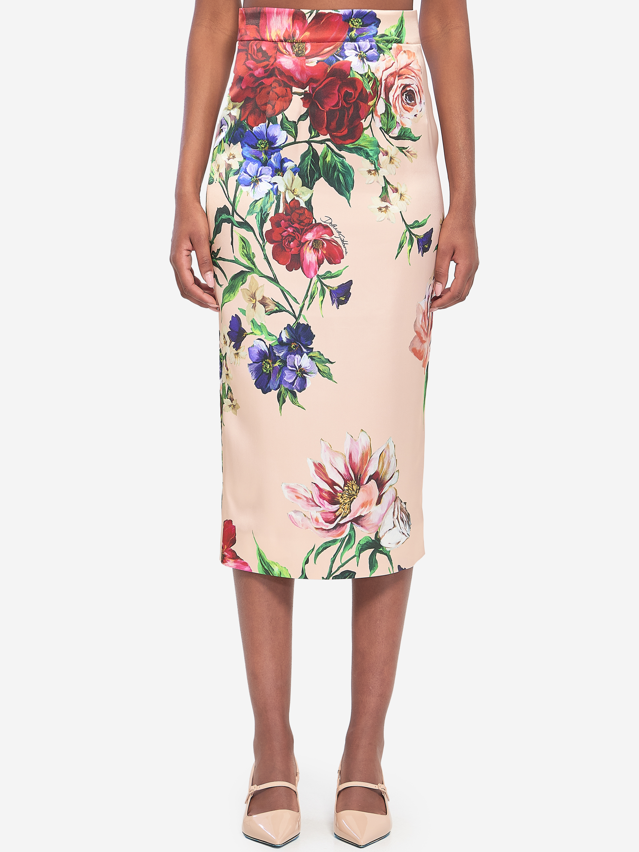 Fiori print midi skirt