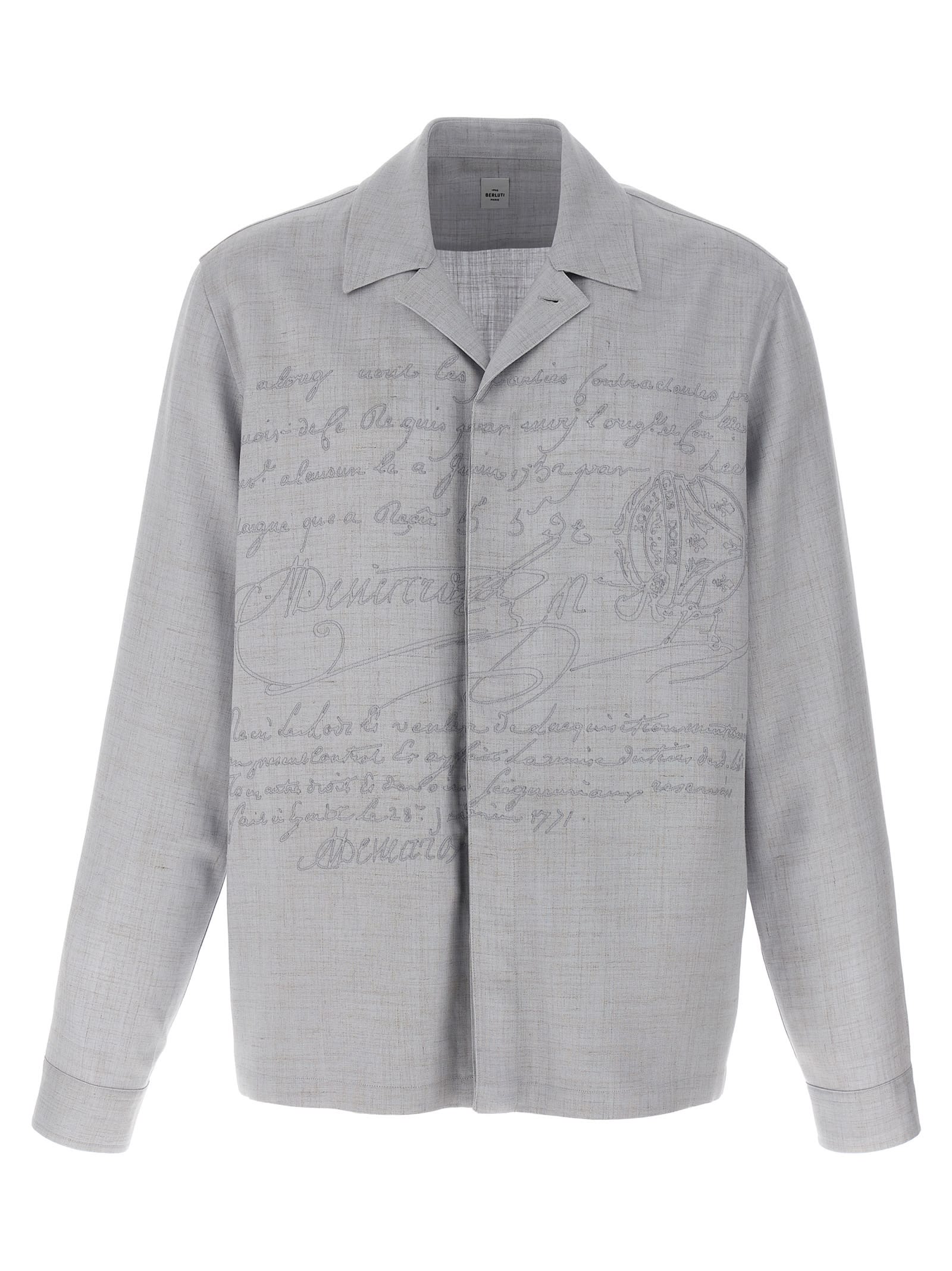 Berluti 刺绣Scritto宽松衬衫