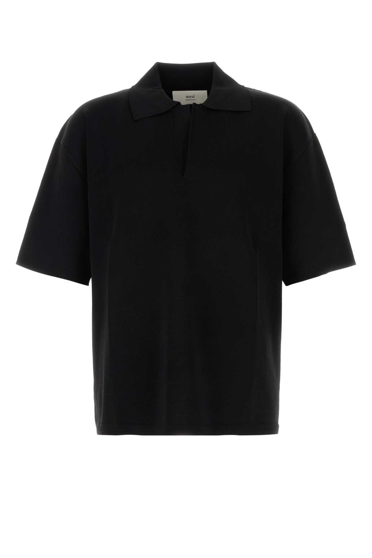 Ami Alexandre Mattiussi Black Viscose Blend Oversize Polo Shirt
