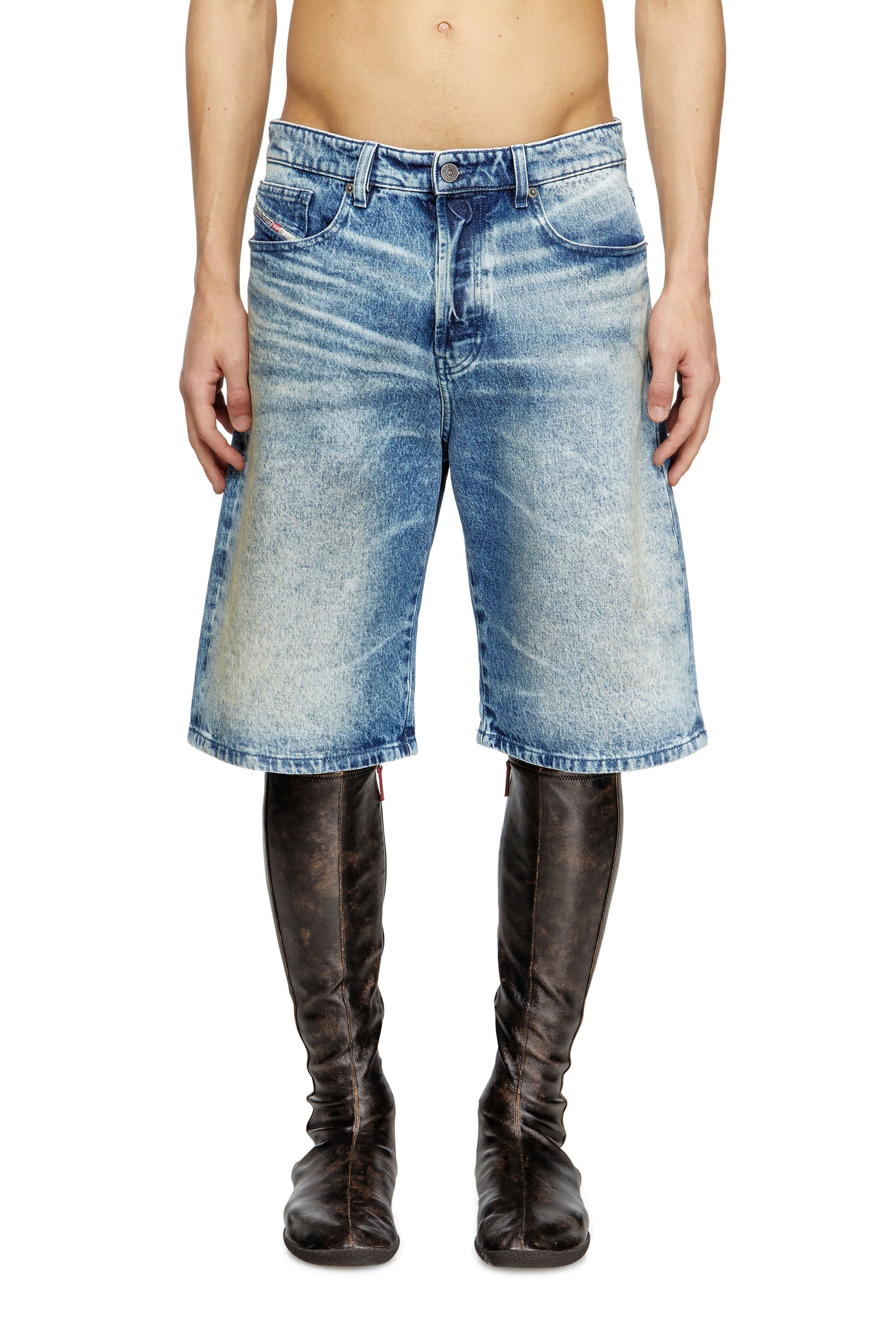 Diesel - Denim shorts with lyrics print - Shorts - Man - Blue