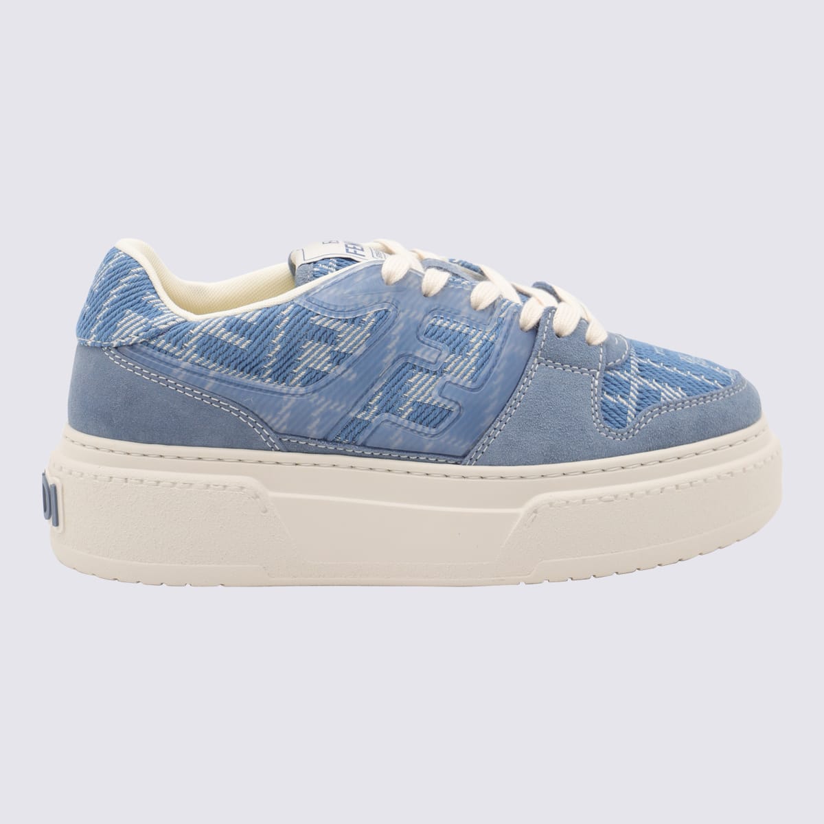Fendi 蓝色牛仔皮革运动鞋
