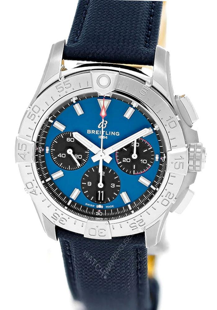 BREITLING Avenger B01 Chronograph 42MM Blue Leather Men's Watch AB0146101C1X1