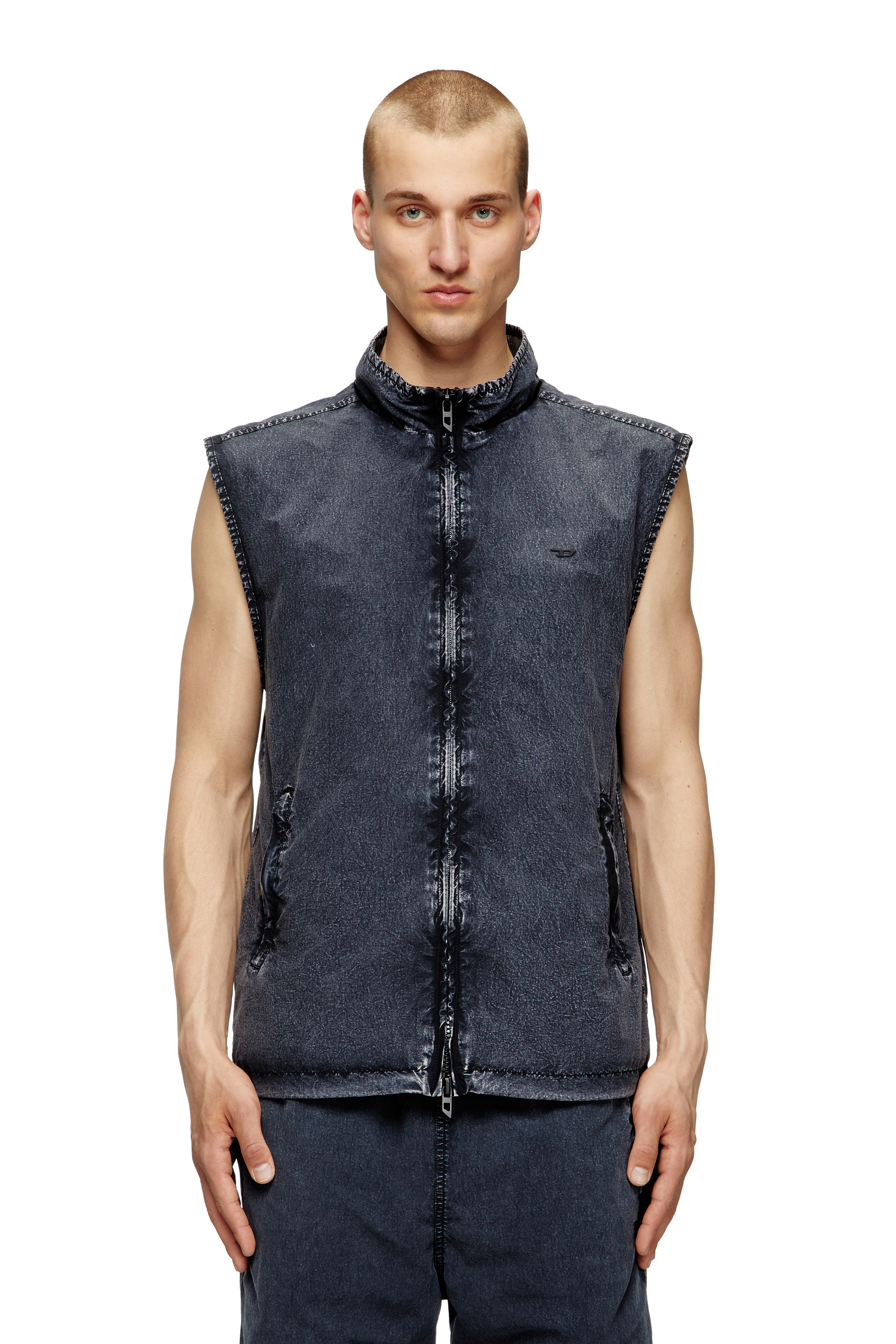 Diesel - Vest in recycled nylon taslan - Jackets - Man - Blue