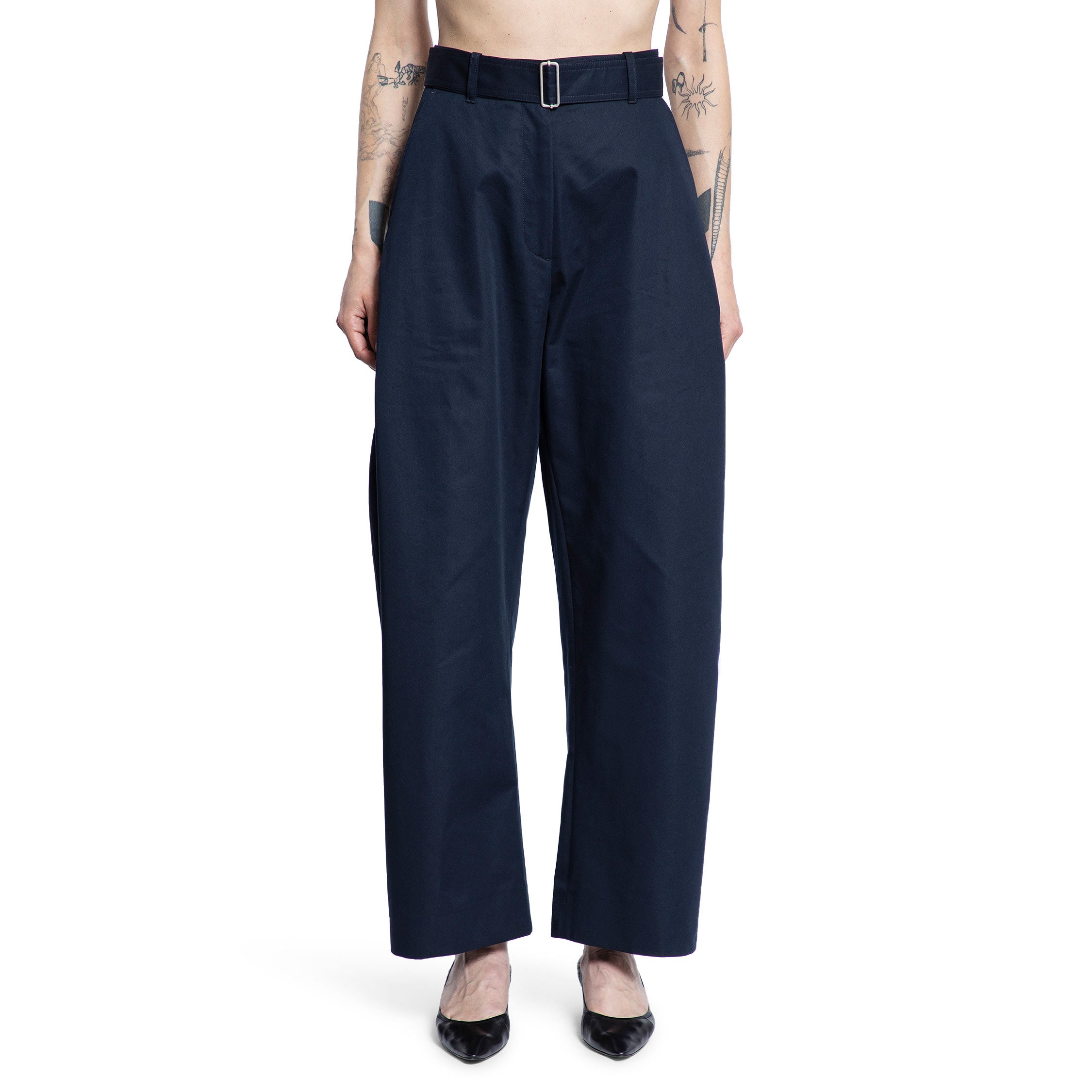 STUDIO NICHOLSON WOMAN BLUE TROUSERS