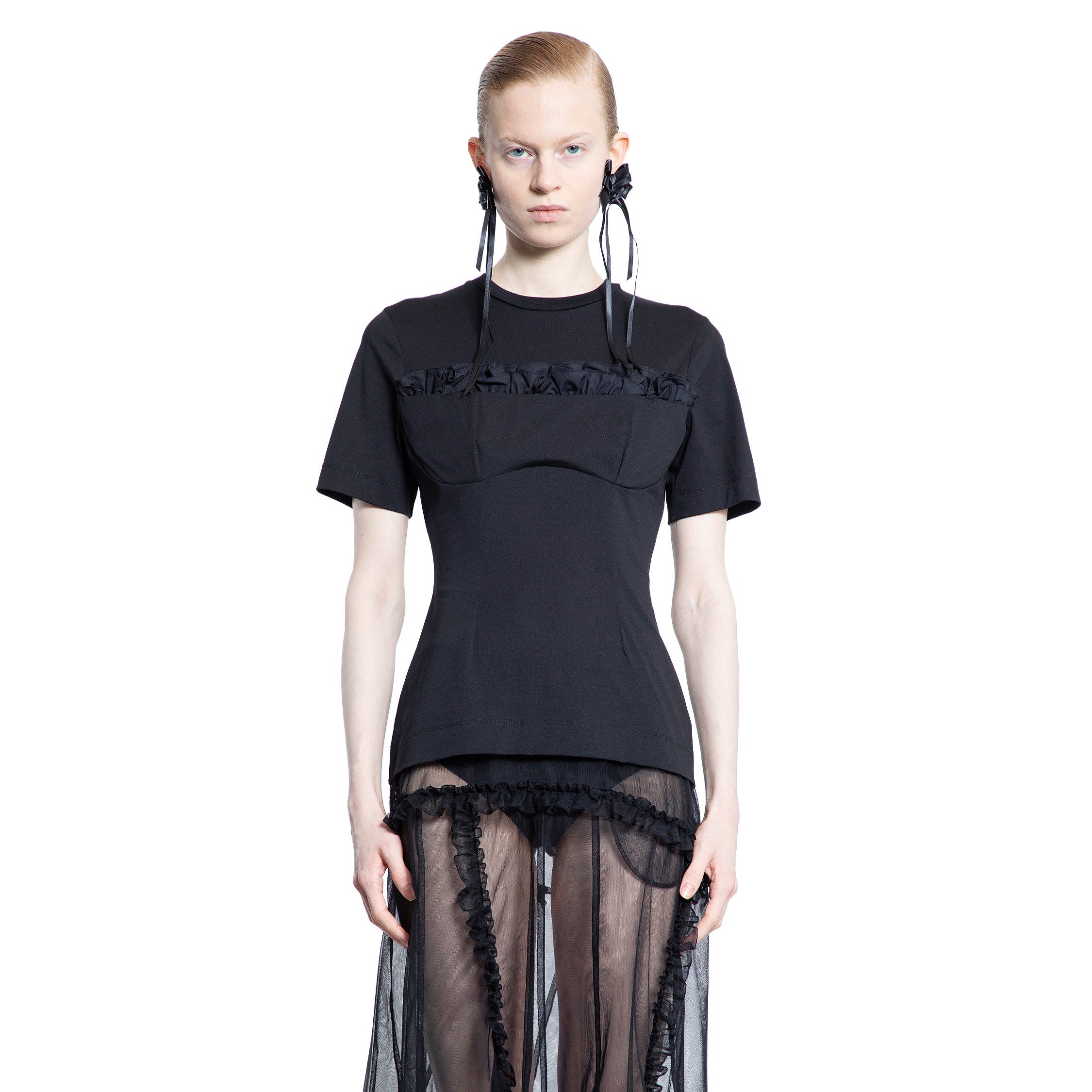 SIMONE ROCHA WOMAN BLACK T-SHIRTS & TANK TOPS