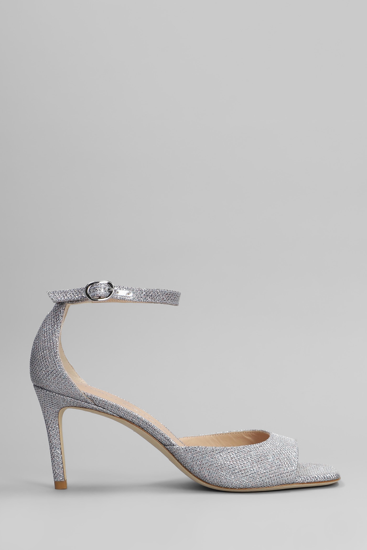 Stuart Weitzman Nudistia 75银色皮革凉鞋