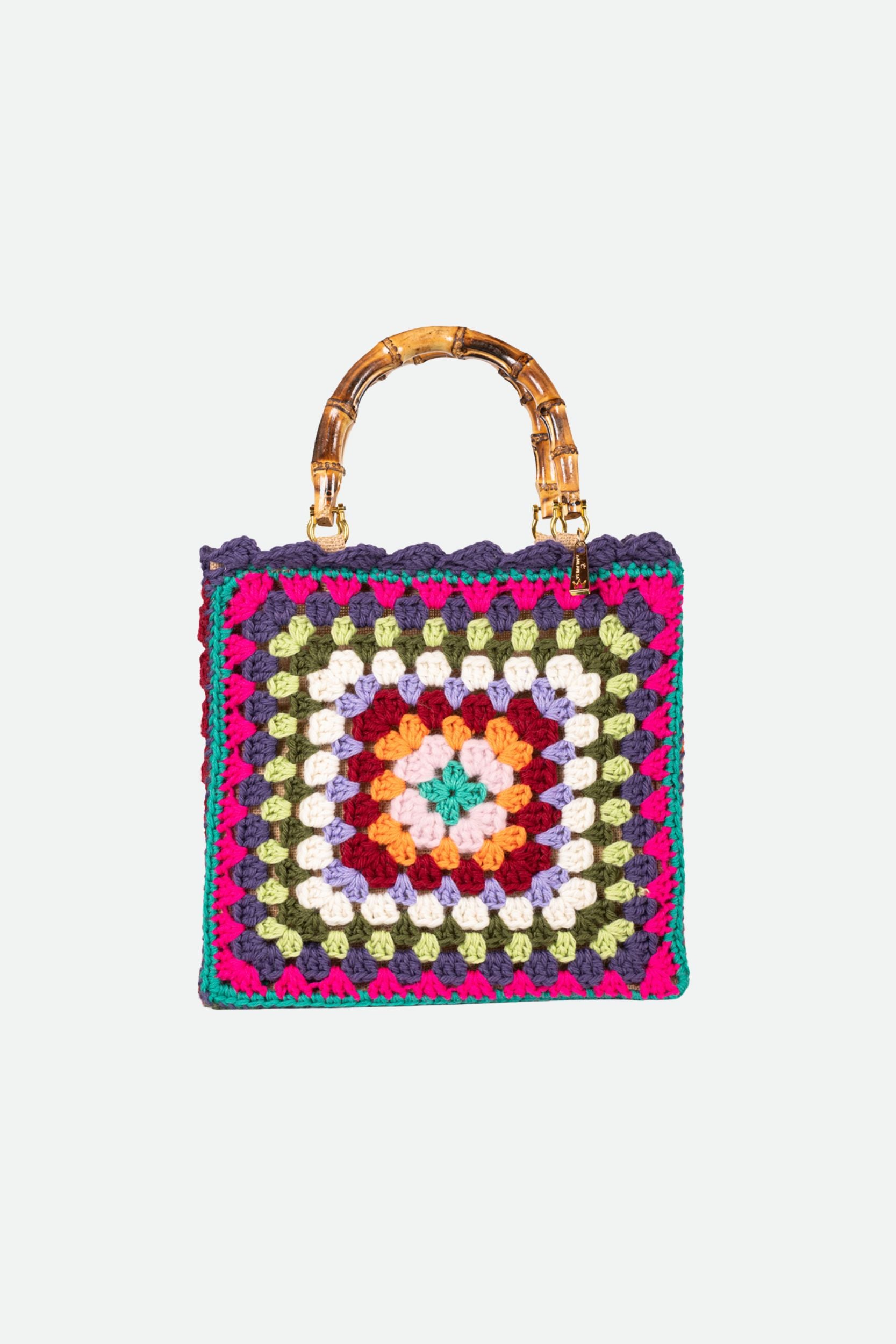La Milanesa Crochet Lana Media多色Manico Bambouti