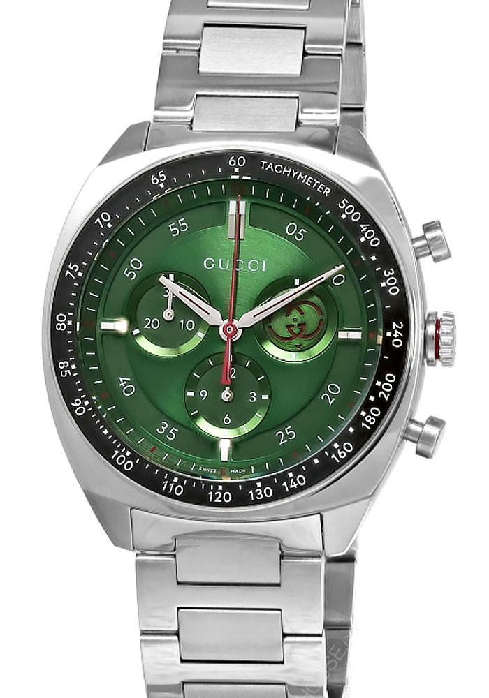 GUCCI Interlocking G Quartz Stainless Steel 41MM Green Dial Men's Watch YA142318
