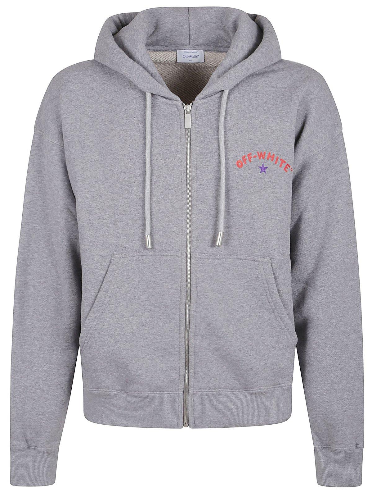 Off-White Logo Printed Zip-up Hoodie