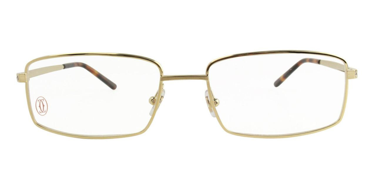 Cartier Santos 54-18-135 MM Golden Metal RD Rect Optical Glasses EYE00122