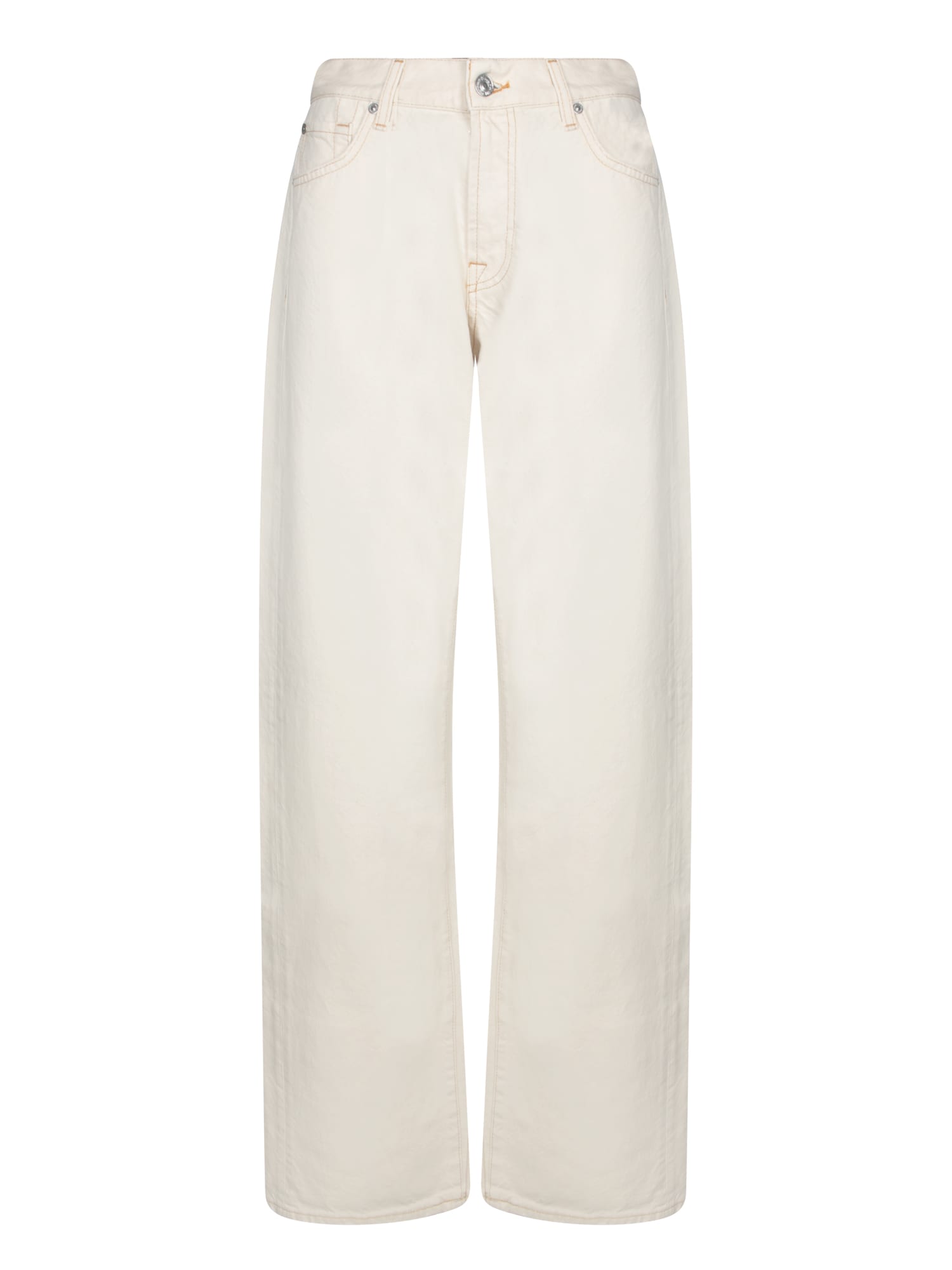 7 For All Mankind 象牙白直筒牛仔裤