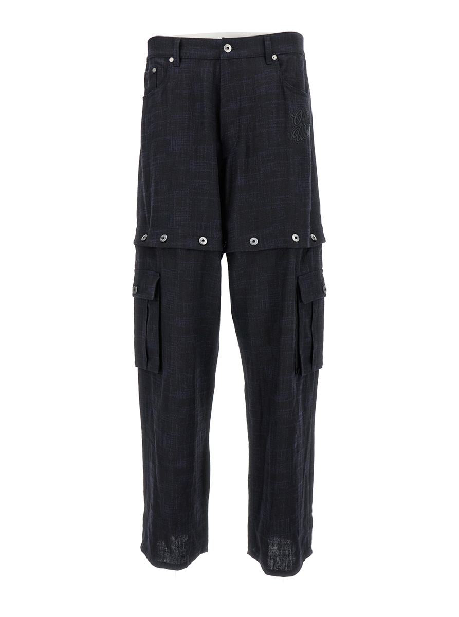 Black 90S Logo Straight Leg Cargo Pants In Linen Man