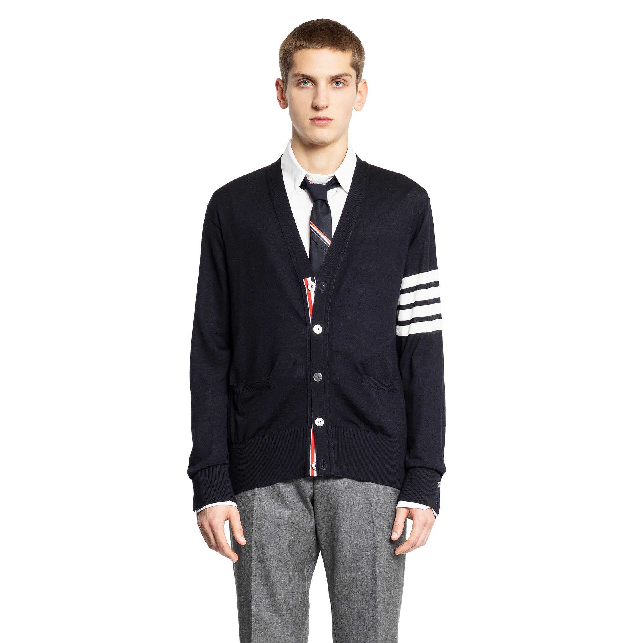 THOM BROWNE MAN BLUE KNITWEAR