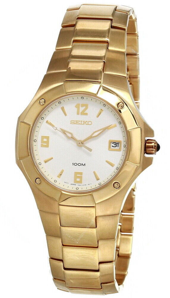 Seiko Coutura White Dial 39MM Gold-tone SS Men's Watch SGEA44