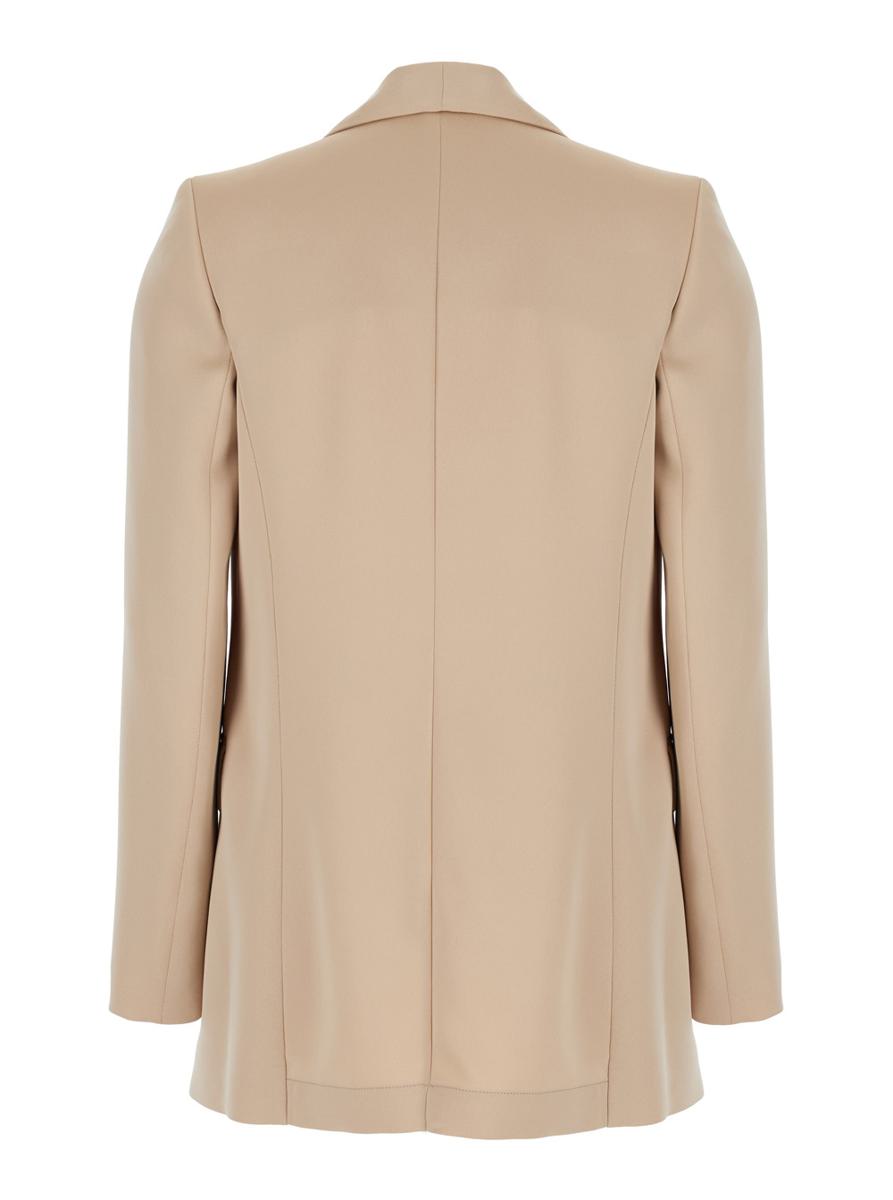 Beige Open Jacket With Shawl Neckline In Satin Fabric Woman