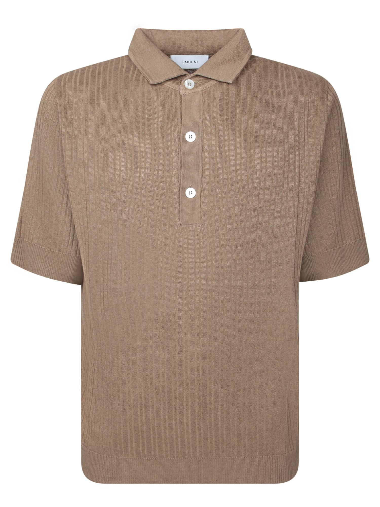 Lardini Brown Cotton And Linen Polo Shirt