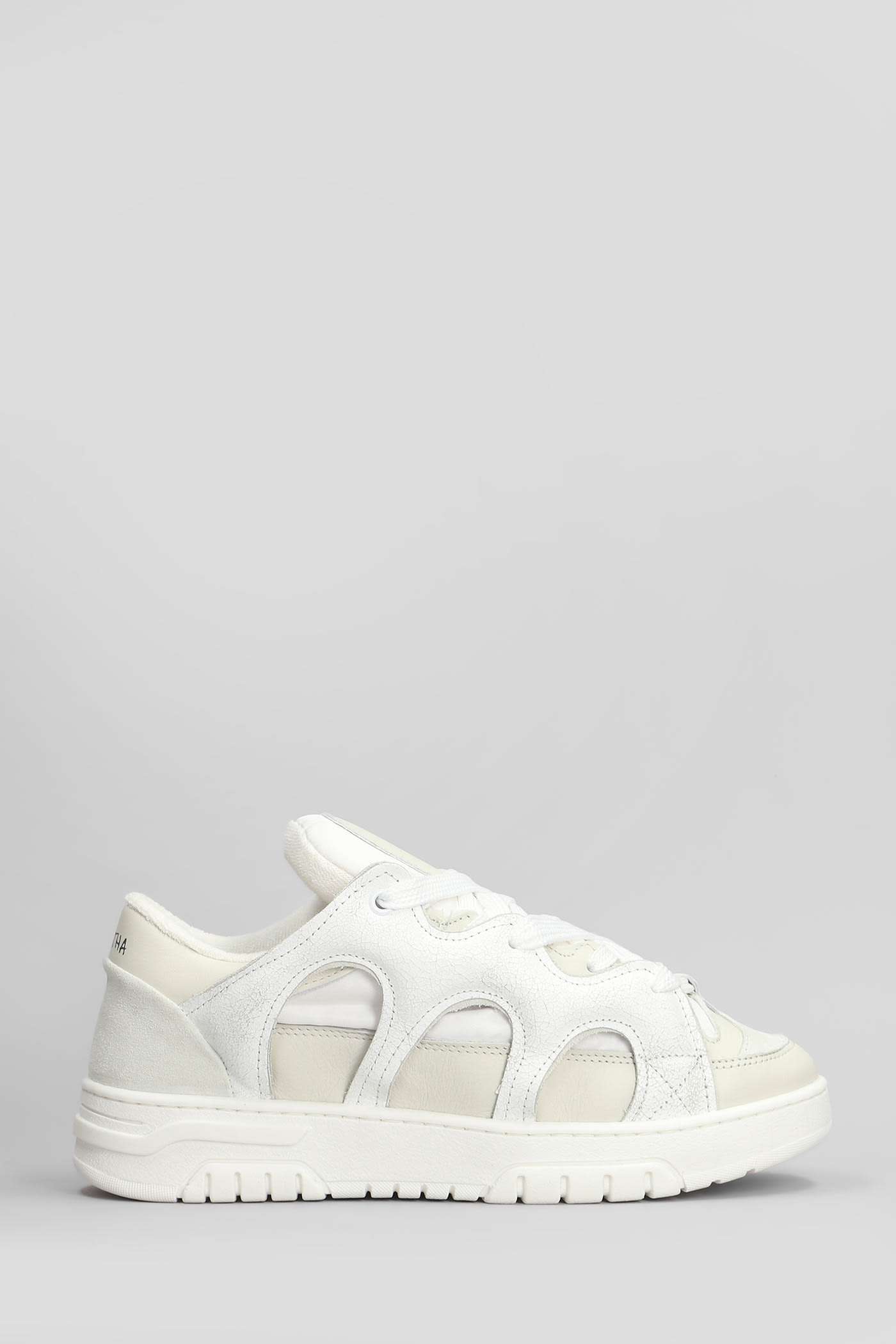 Paura Santha 1 Sneakers In White Leather And Fabric