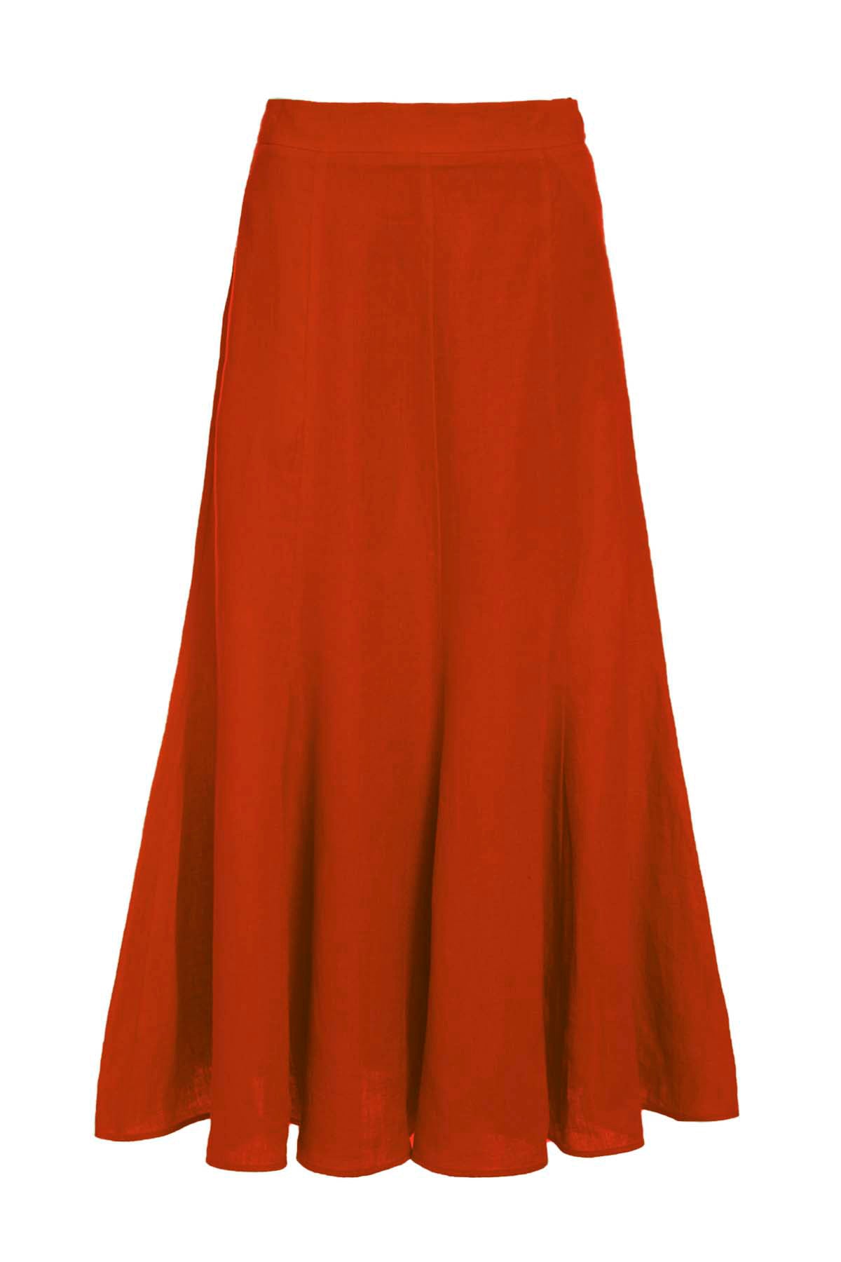 Tate Skirt in Red Clay Aloe Linen