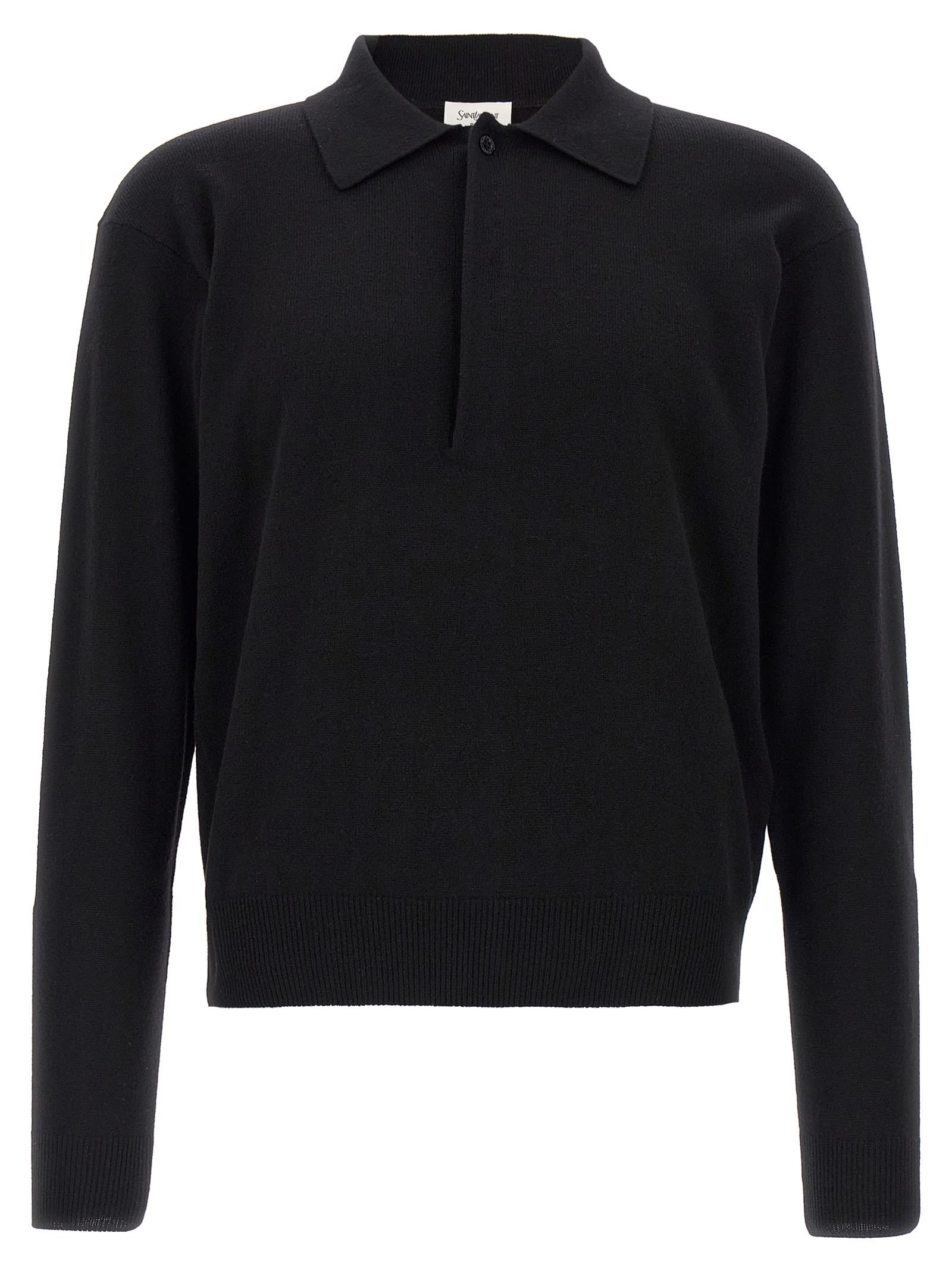 Saint Laurent 黑色羊毛Polo衫