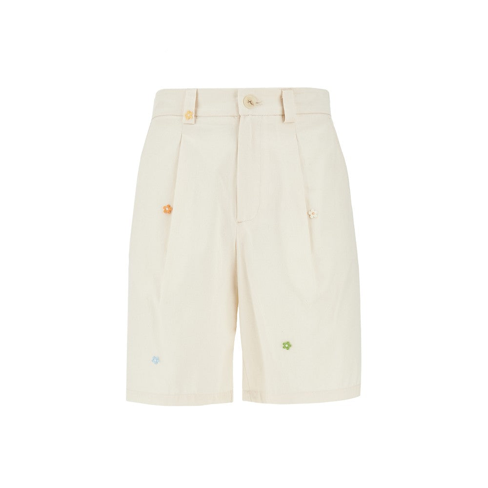 C.9.3 Embroidered flowers cotton shorts Man