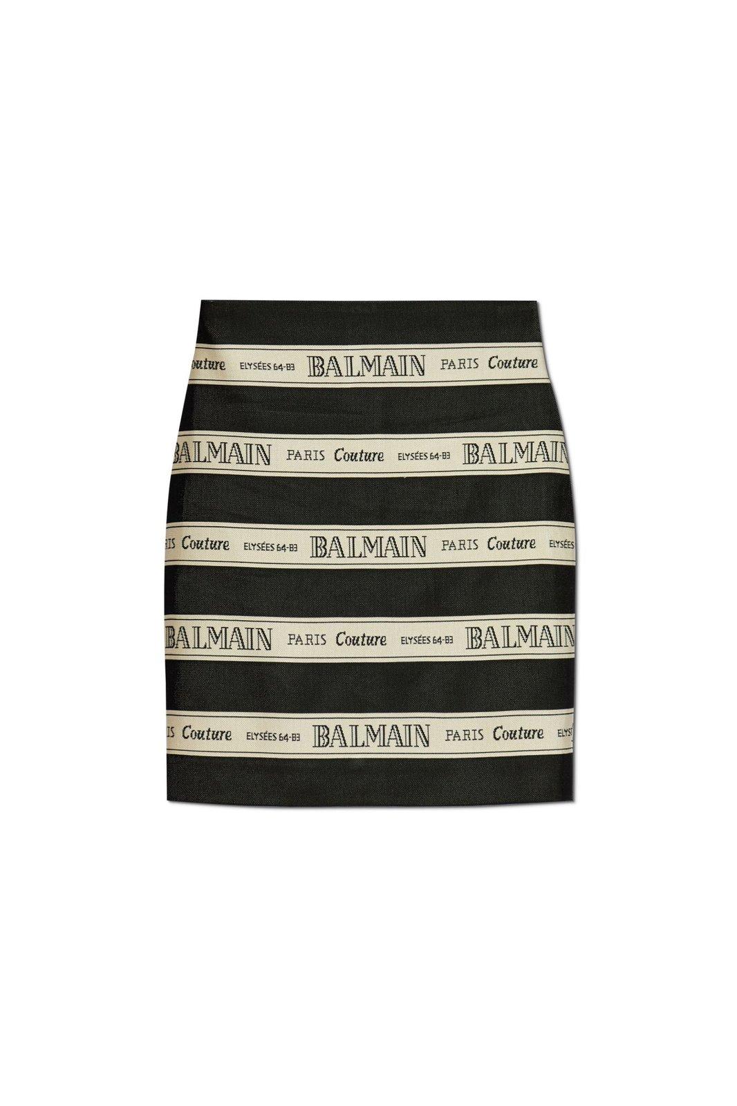 Balmain Ribbon Motif Short Jacquard Skirt