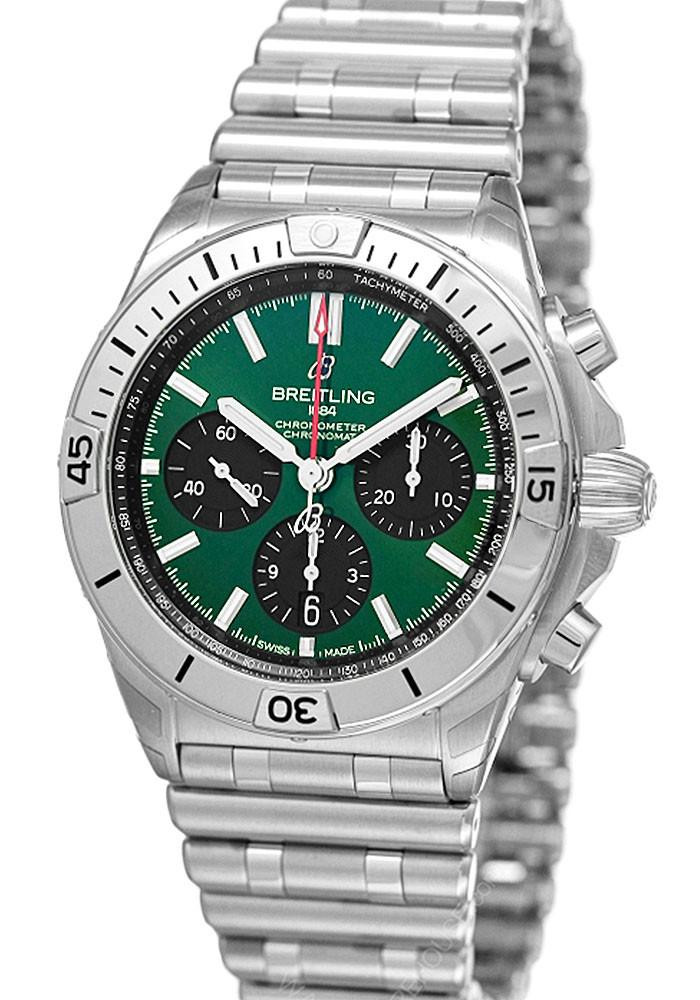 BREITLING Chronomat B01 Tachymeter 42MM Green Dial Men's Watch AB0134101L2A1