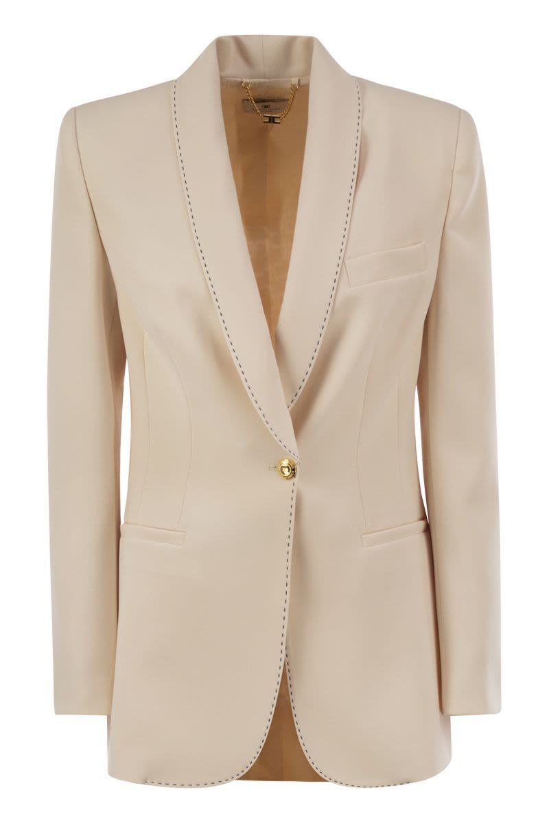 Elisabetta Franchi Crepe Jacket With Contrasting Topstitching