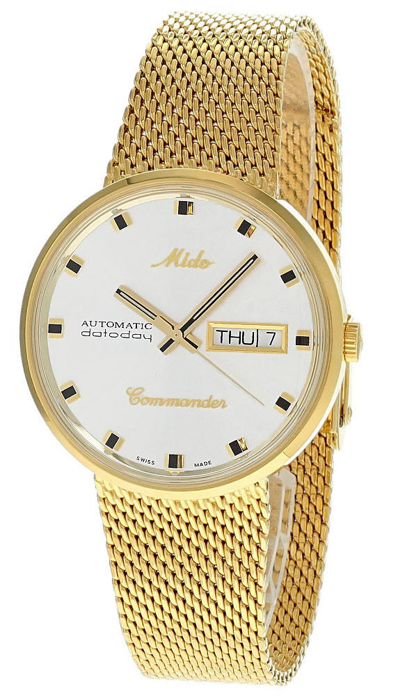 MIDO Commander 37MM SS Silver Dial Gold Mesh Men's Watch M8429.3.21.13 / M842932113