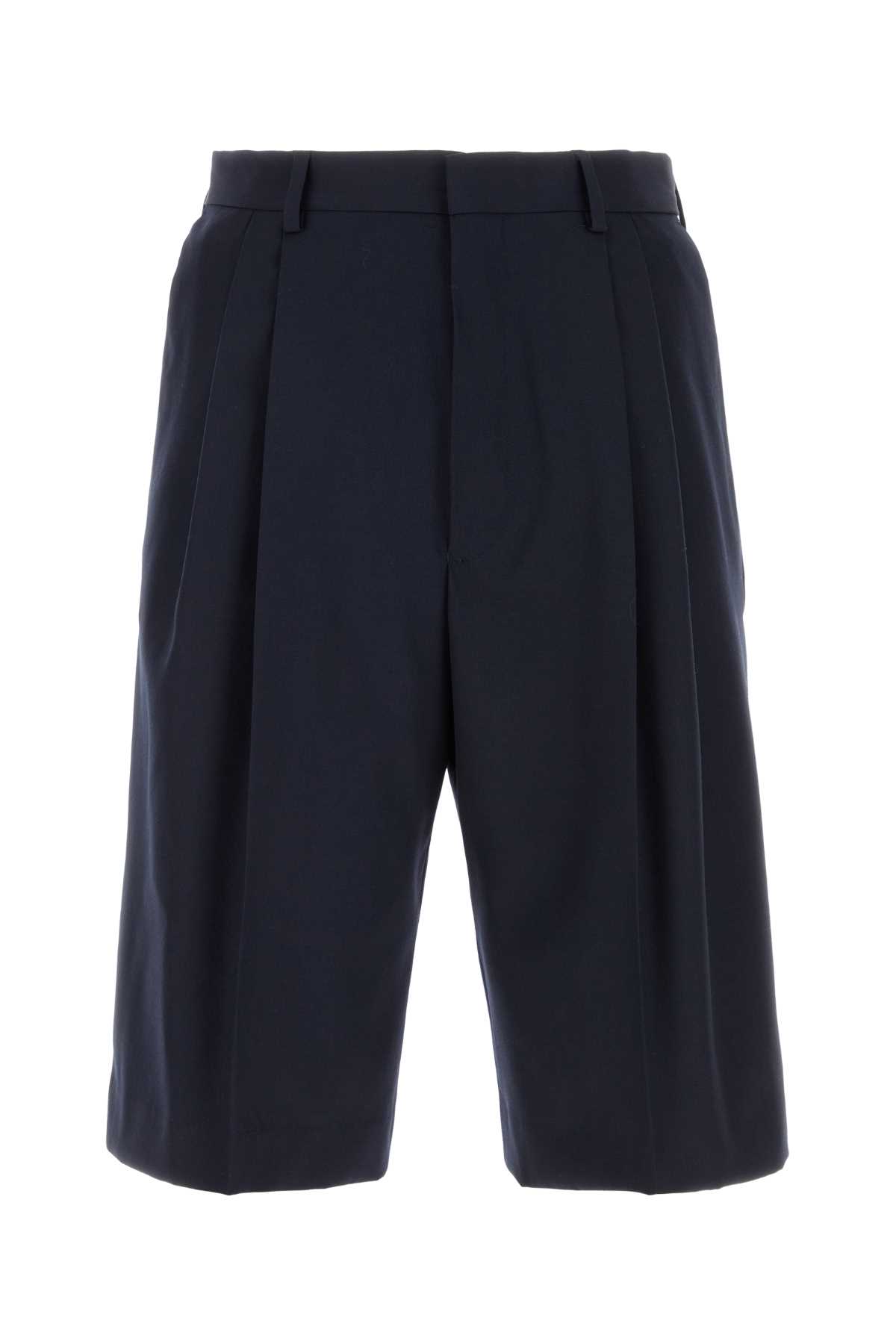 Dries Van Noten 海军蓝羊毛Panrom百慕大短裤