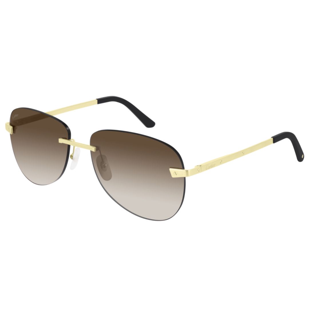 Cartier 眼镜 Ct0035rs003 金色镜架 棕色镜片