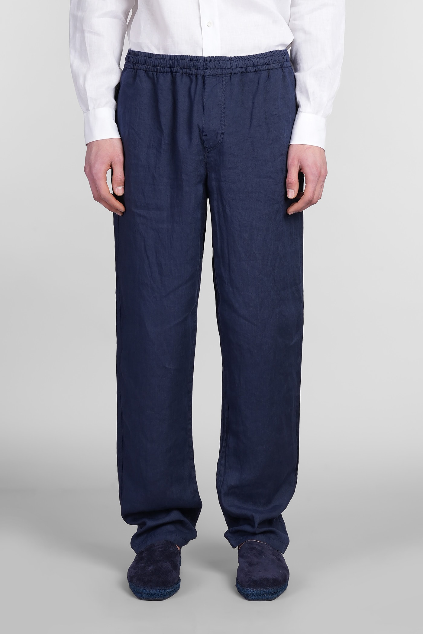Aspesi Ventura Pants In Blue Linen